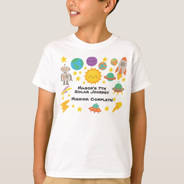 Editable Crayon Style – Trip-Around-the-Sun Kids T-Shirt (Front)