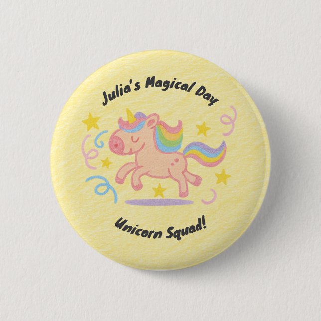 Editable Crayon Style – Unicorn Dream Sparkle Button (Front)