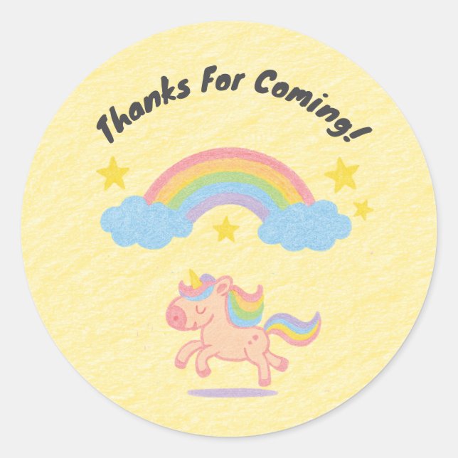 Editable Crayon Style – Unicorn Dream Sparkle Classic Round Sticker (Front)
