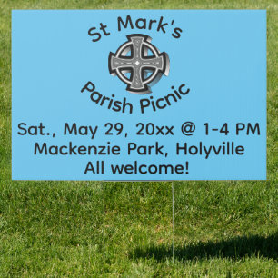 Editable Cross Church Picnic Sign