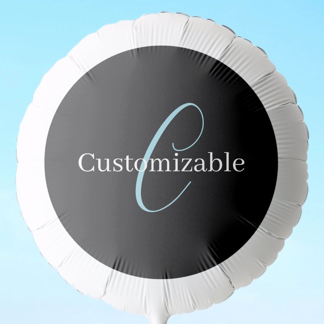 Editable Cursive Script Monogram Black Blue White Balloon (Creator Uploaded)