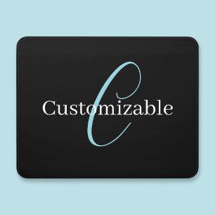 Editable Cursive Script Monogram Black Blue White Door Sign