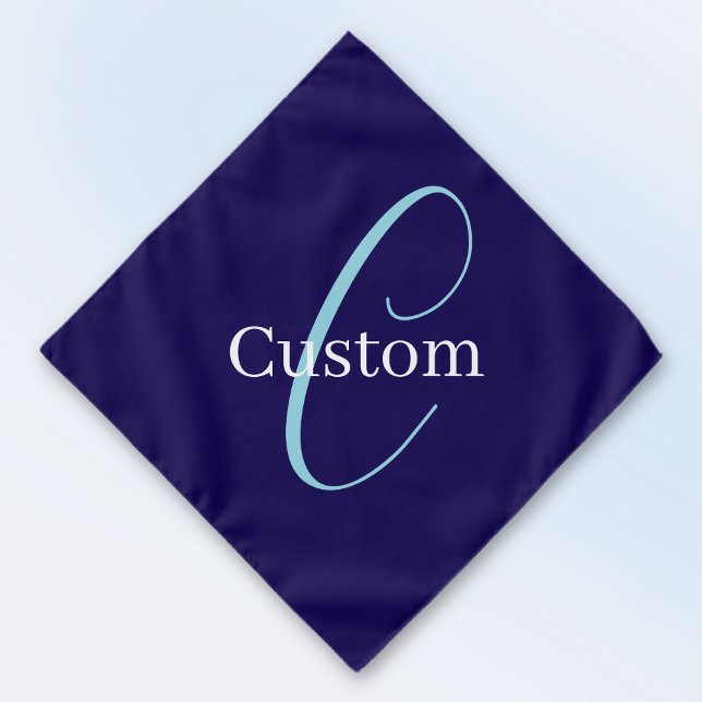Editable Cursive Script Monogram Purplish Blue Bandana (Creator Uploaded)