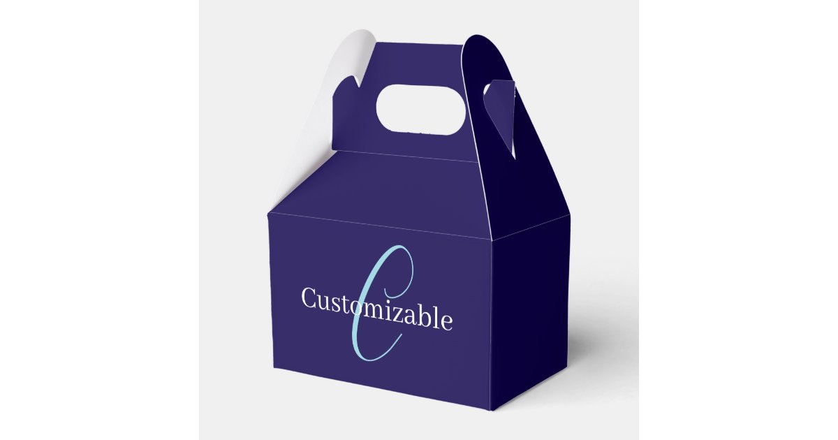 Box Cursive Editable Cursive Script Monogram Purplish Blue Favor Boxes | Zazzle