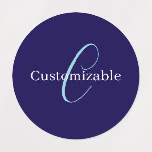 Editable Cursive Script Monogram Purplish Blue Labels