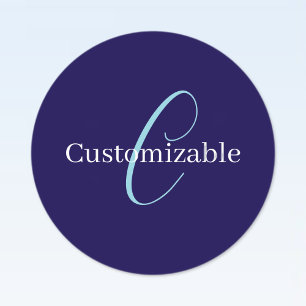 Editable Cursive Script Monogram Purplish Blue Labels