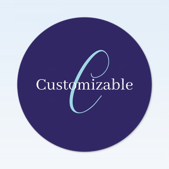 Editable Cursive Script Monogram Purplish Blue Labels (Creator Uploaded)