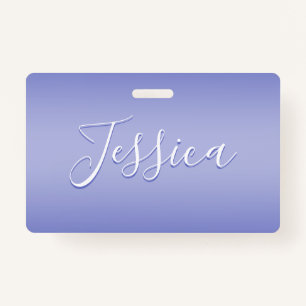 Editable Cursive Script White & Purple Violet Badge