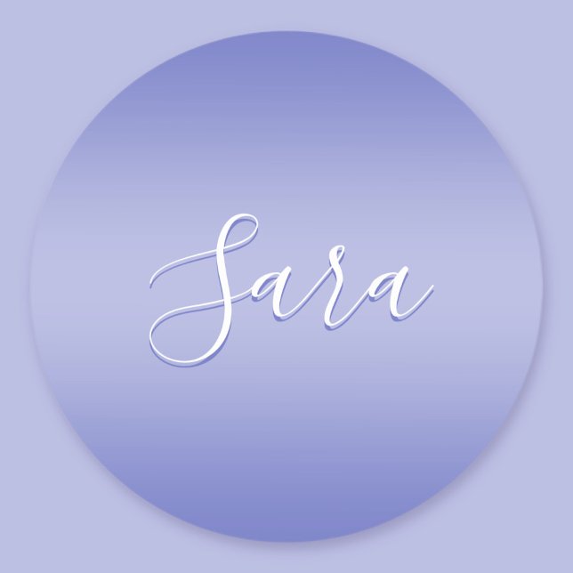 Editable Cursive Script | White & Purple Violet Classic Round Sticker (Creator Uploaded)