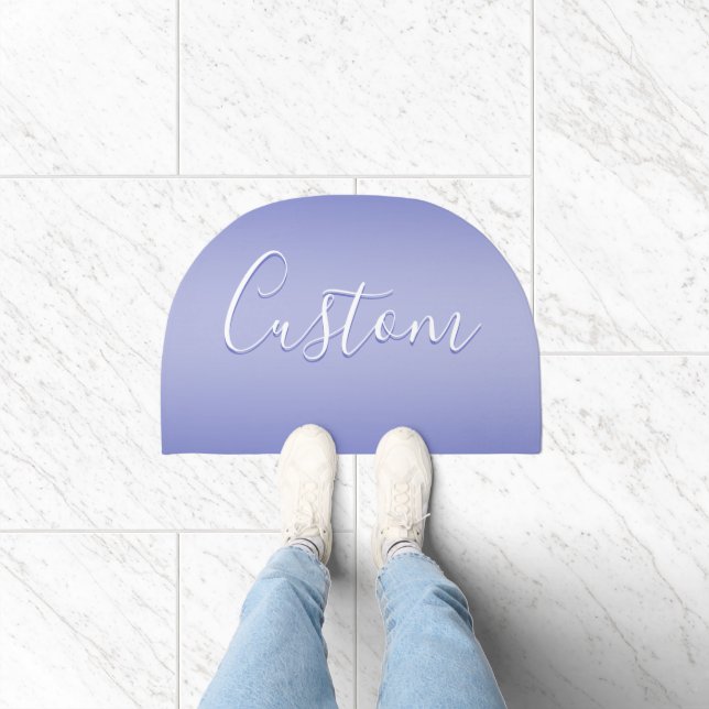 Editable Cursive Script | White & Purple Violet Doormat (Indoor)