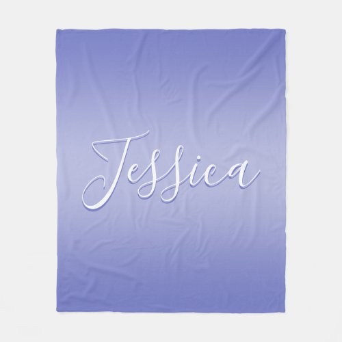 Editable Cursive Script  White  Purple Violet Fleece Blanket