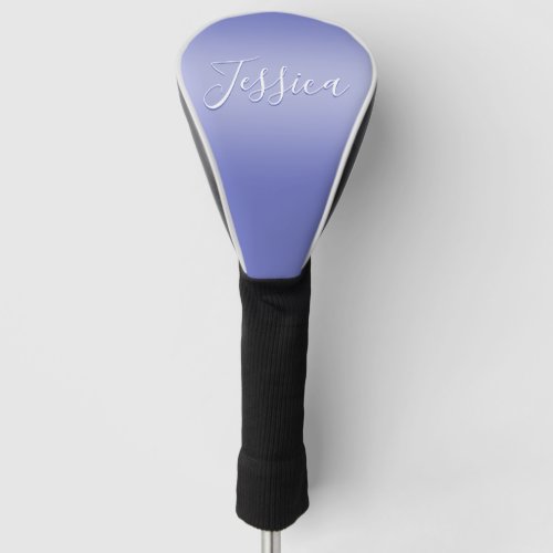 Editable Cursive Script  White  Purple Violet Golf Head Cover