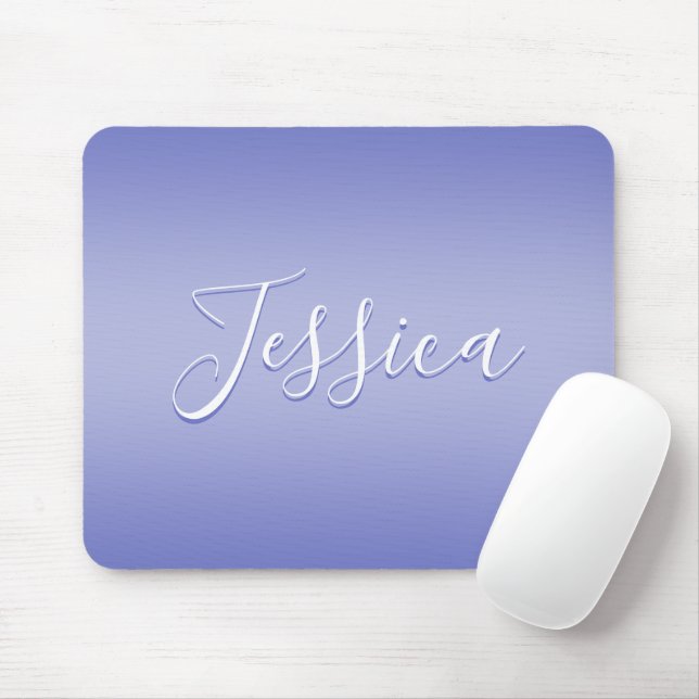 Editable Cursive Script | White & Purple Violet Mouse Pad (With Mouse)