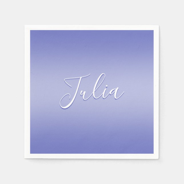 Editable Cursive Script | White & Purple Violet Napkins (Front)