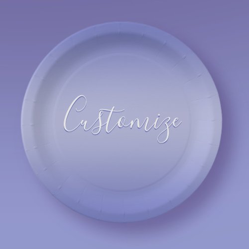 Editable Cursive Script  White  Purple Violet Paper Plates