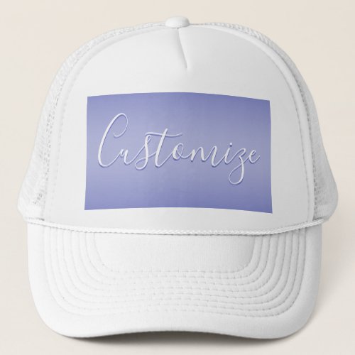 Editable Cursive Script  White  Purple Violet Trucker Hat