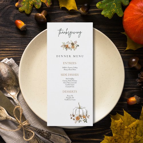 Editable Custom Floral Thanksgiving Menu Template