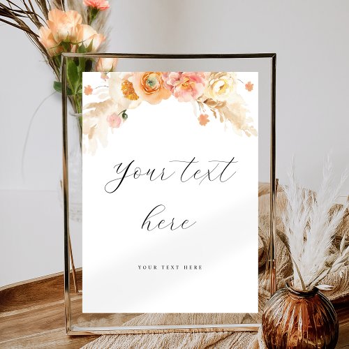 Editable Custom Peach Blush Floral Wedding Sign