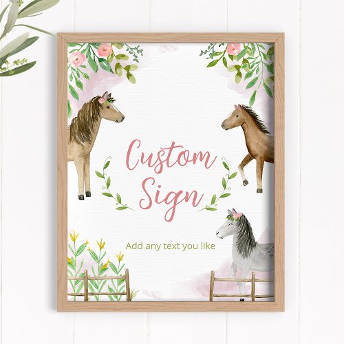 Editable Custom Sign for Horse Birthday Party