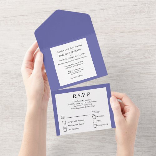 Editable custom wedding invitation purple white