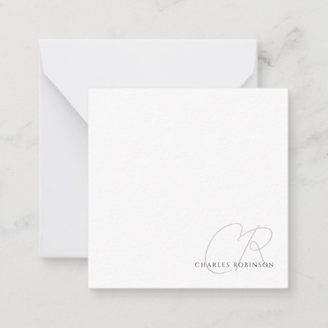 Editable Customizable Modern Minimalist Monogram Note Card (Front)