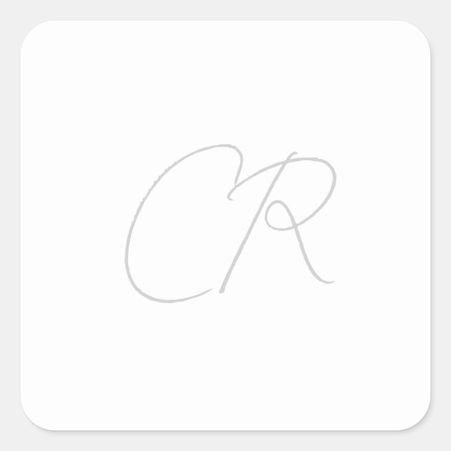Editable Customizable Modern Minimalist Monogram Square Sticker (Front)