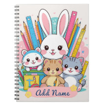 Editable Cute Animal School Notebook