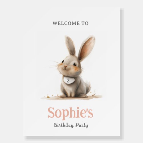 Editable Cute Bunny Birthday Party Welcome Sign