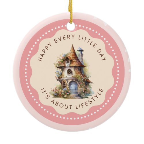 Editable Cute Fairy House Home Sweet Home Ceramic Ornament