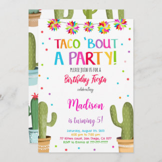 Editable Cute Fiesta Birthday Party Invitation