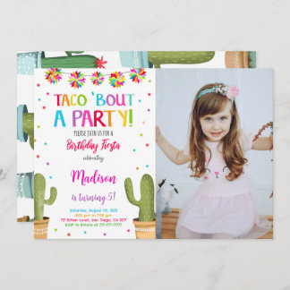Editable Cute Fiesta Birthday Party Photo Invitation