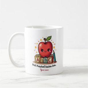 Editable Cute Teacher Apple Design Coffee Mug