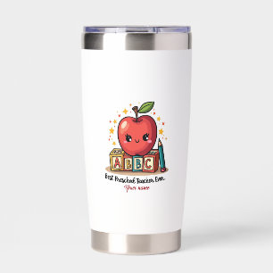 Editable Cute Teacher Apple Design Insulated Tumbler