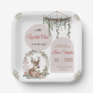 Editable Cute Woodland Baby Shower Plates