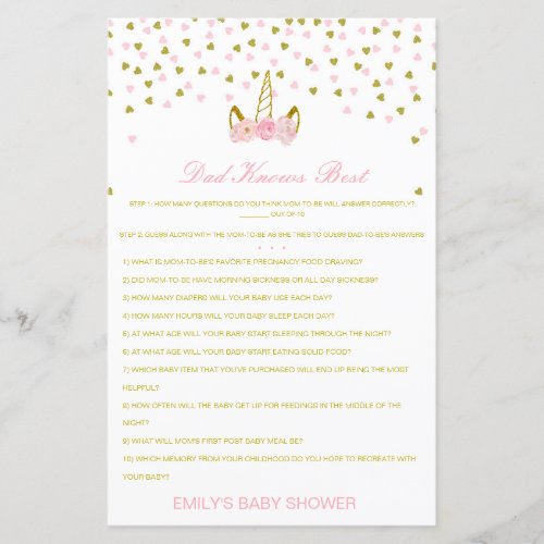 Editable Dad Knows Best Baby Shower Game