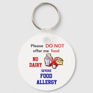 Editable Dairy Food Allergy Alert Keychain
