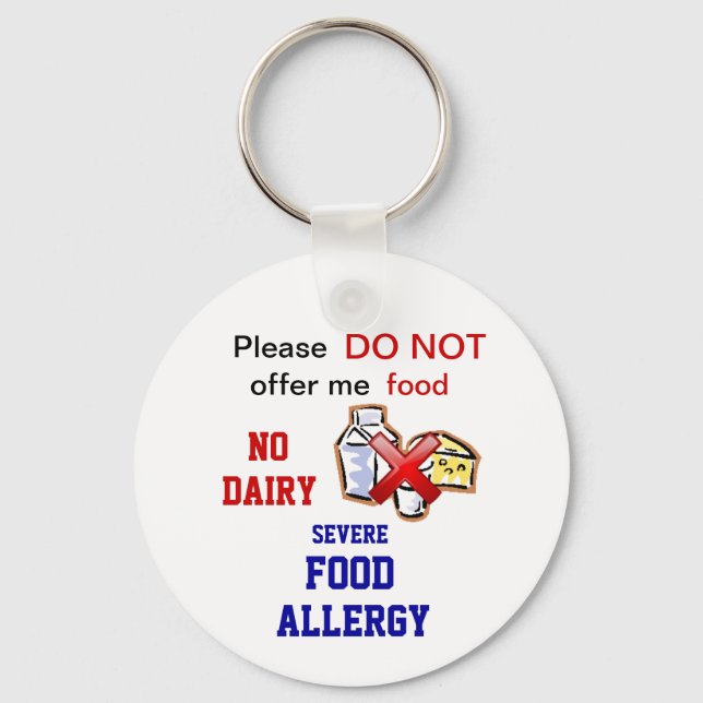 Editable Dairy Food Allergy Alert Keychain (Front)