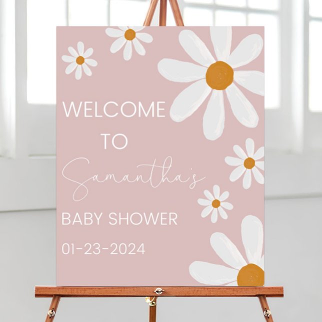 Editable Daisy Baby Shower Welcome Sign, Baby in  Foam Board (Creator Uploaded)