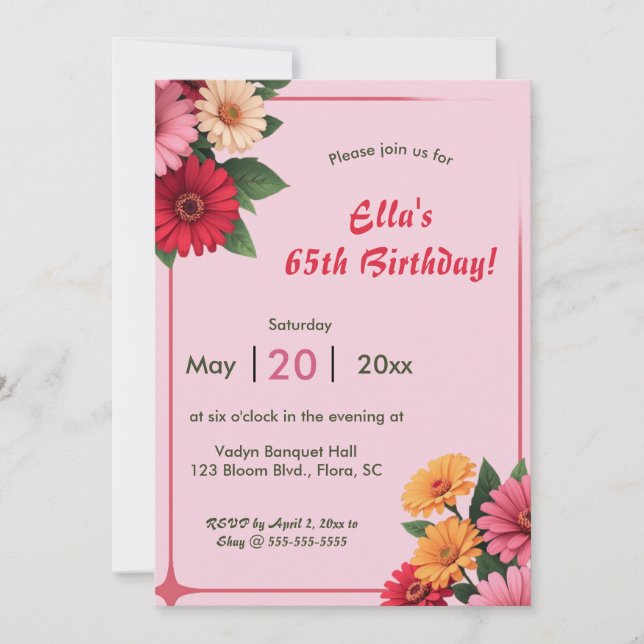 Editable Daisy Invitation (Front)