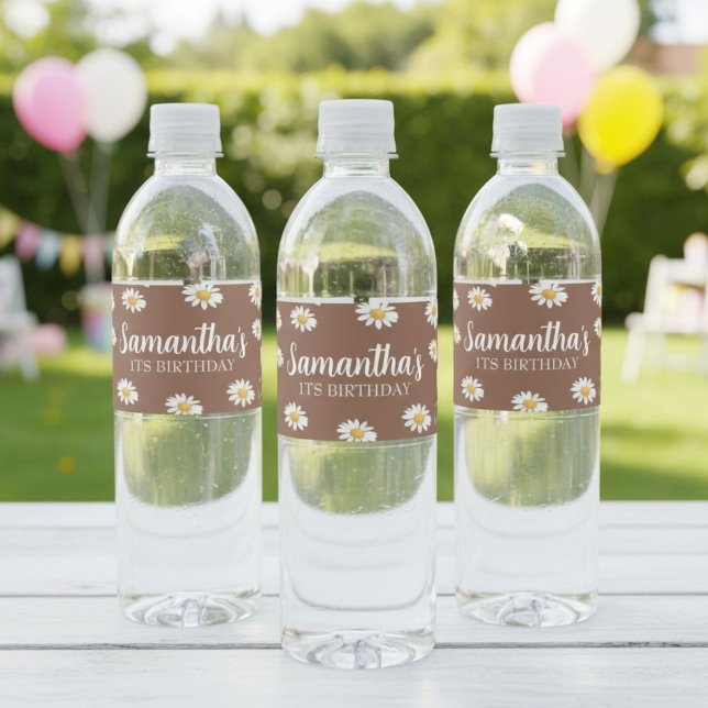 Editable Daisy Water Bottle Labels Daisy Birthday  (Creator Uploaded)