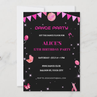 Editable Dance Birthday Party Invitation Template 