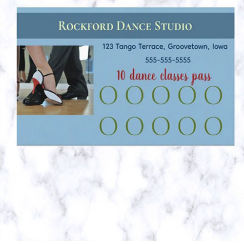 Editable Dance Lessons Pass Loyalty Card