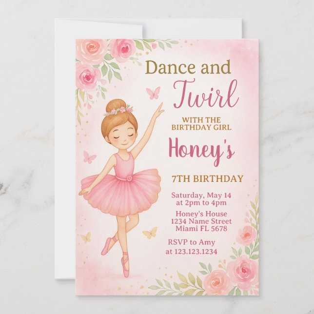 Editable Dance Party Template for Girls (Front)