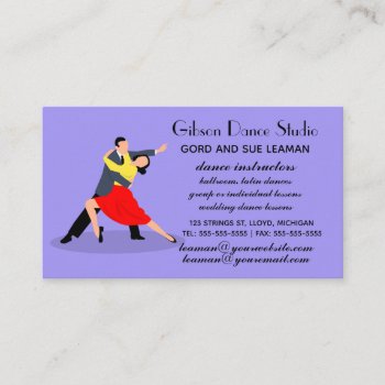 Editable Dancing Couple Dance Studio Lessons Business Card by NorthernPrint at Zazzle