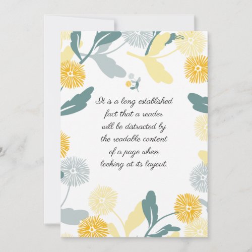 Editable Dandelion floral art thank you card