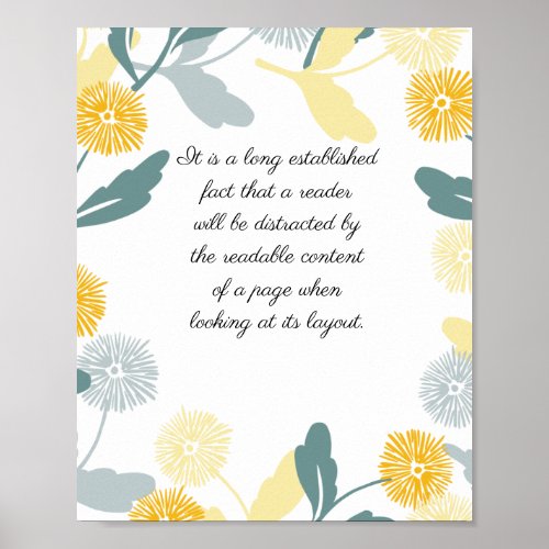 Editable Dandelion floral art white ver Poster