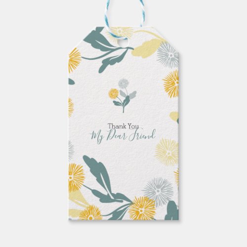 Editable Dandelion floral pattern gift tags
