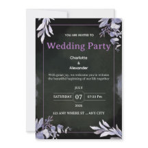 Editable Dark Botanical Wedding Invitation