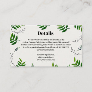 Editable Dark Green Leaves Details of the Wedding Enclosure Card