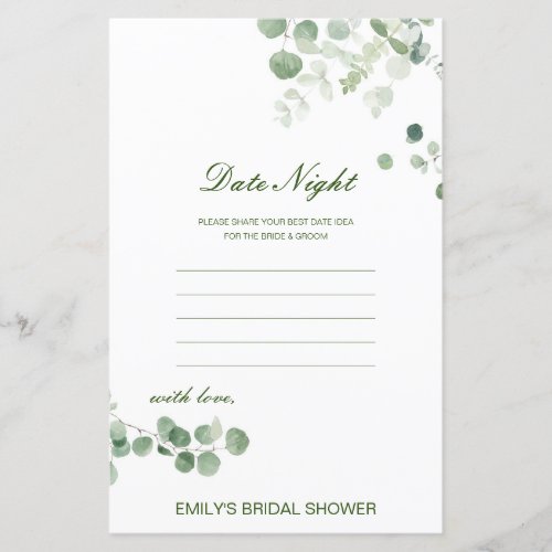 Editable Date Night Card Bridal Shower Game